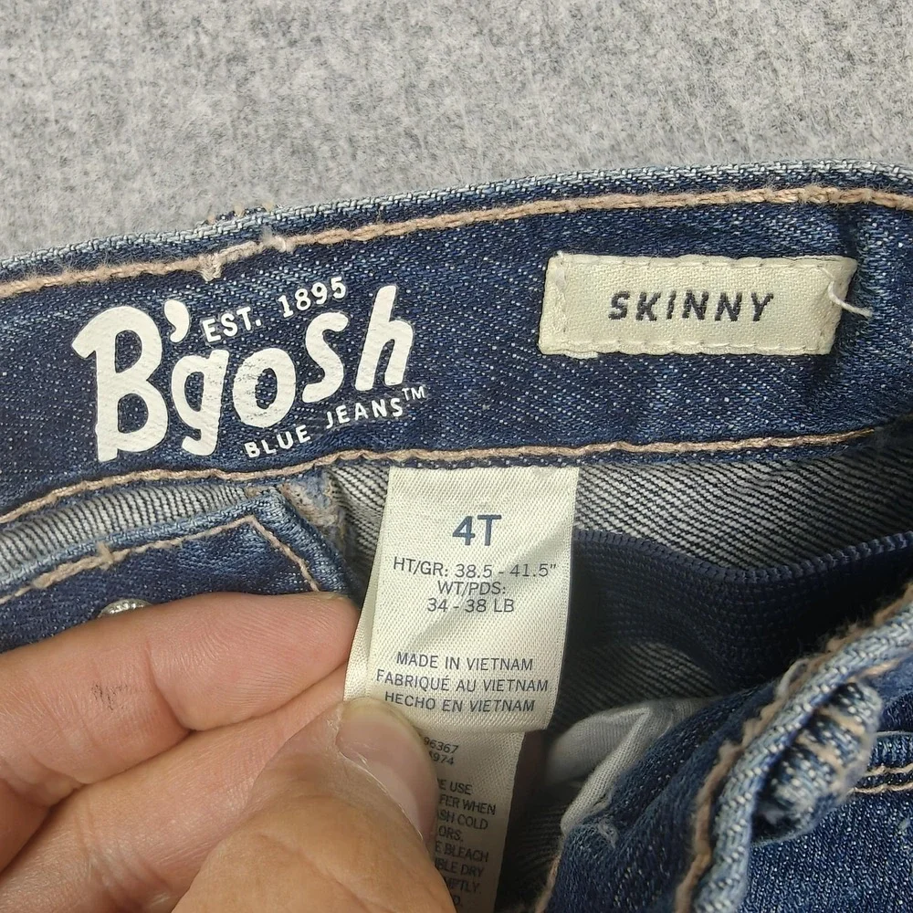 OshKosh B'gosh Jeans Girls 4T Blue Skinny Adjustable Waist Stretch Denim New